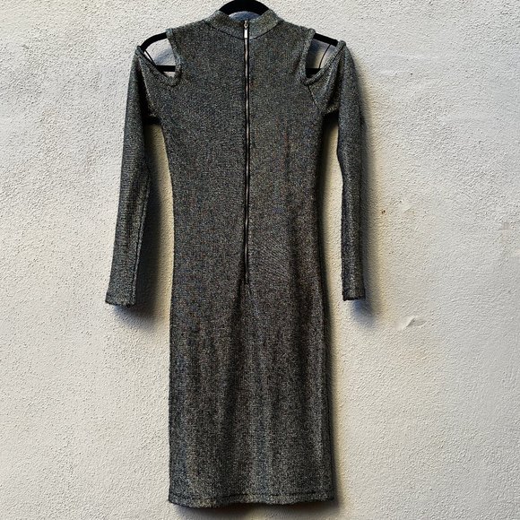 GB Metallic Gold cold shoulder body cone dress - Picture 7 of 13